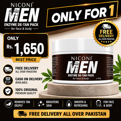 NICONI Men Enzyme De-Tan Pack for Face & Body | Sun Tan Removal | Cash on Delivery Pakistan